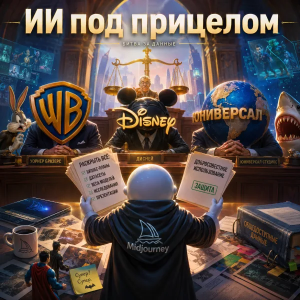 Обложка Midjourney против Голливуда: зачем нейросеть требует раскрыть ИИ-секреты Disney и Warner Bros.