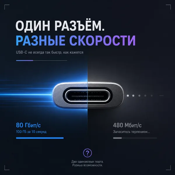 Обложка USB-C: почему один и тот же порт бывает в разы медленнее другого