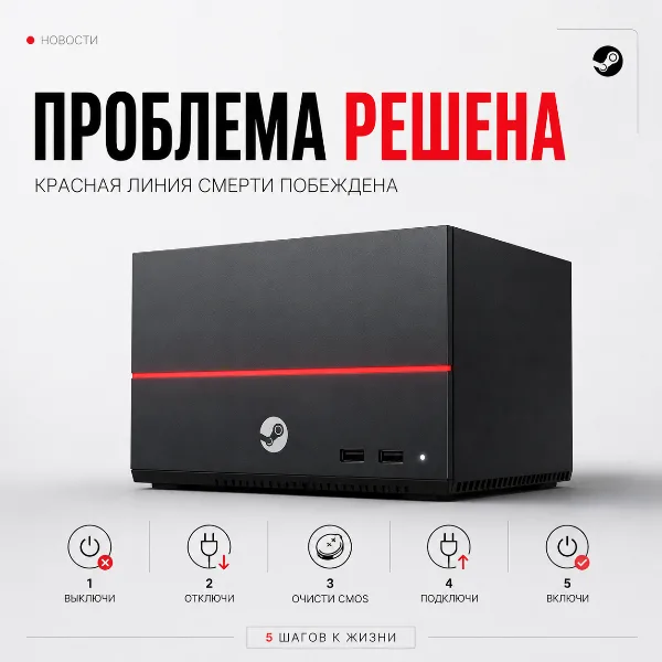 Обложка Valve нашла способ вылечить «красную линию смерти» Steam Machine