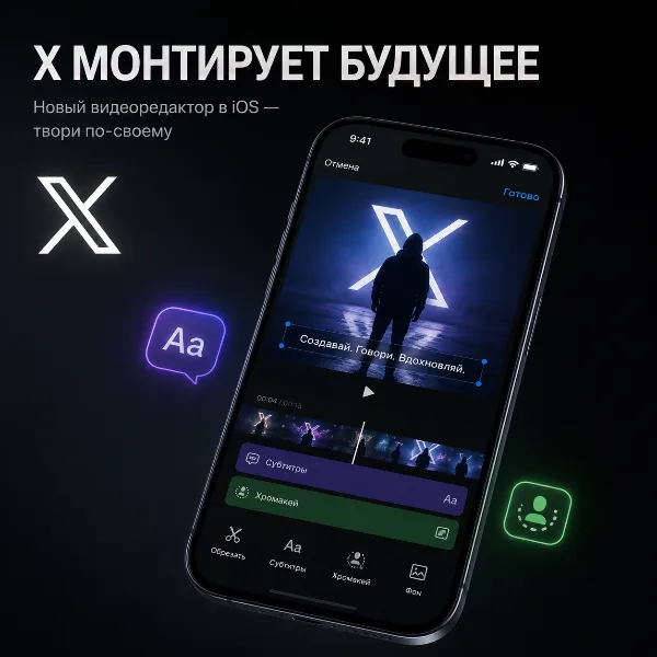 Обложка X запустил видеоредактор в iOS-приложении: субтитры на нескольких языках и хромакей