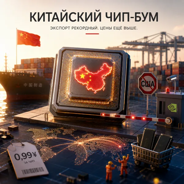 Обложка Экспорт чипов из Китая вырос на 96% за полгода — но за счёт цен на память, а не объёмов