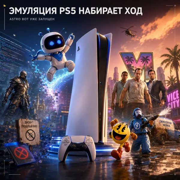 Обложка Эмуляторы PS5 на ПК рванули вперёд: SharpEmu запускает Astro Bot, а KytyPS5 — GTA V