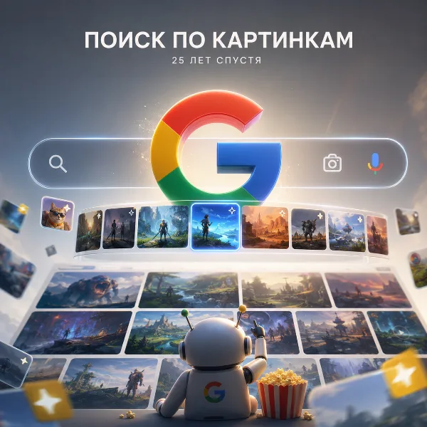 Обложка Google обновил поиск по картинкам к 25-летию: галерея в стиле Pinterest и генерация изображений Nano Banana