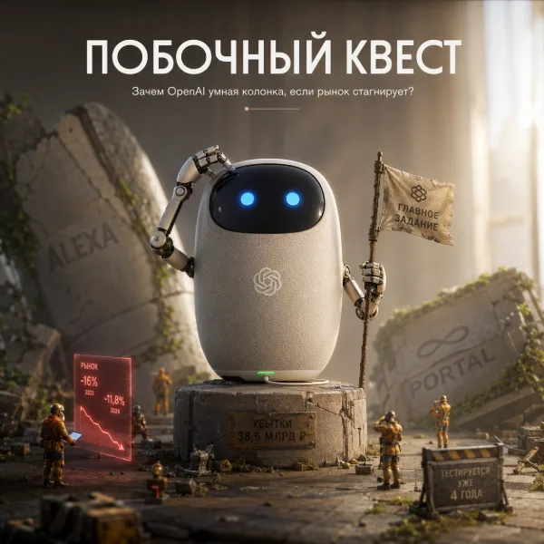 Обложка Умная колонка OpenAI: зачем компания выходит на рынок, который падает четвёртый год подряд