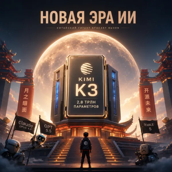 Обложка Kimi K3: Moonshot AI выпустила крупнейшую открытую нейросеть на 2,8 трлн параметров