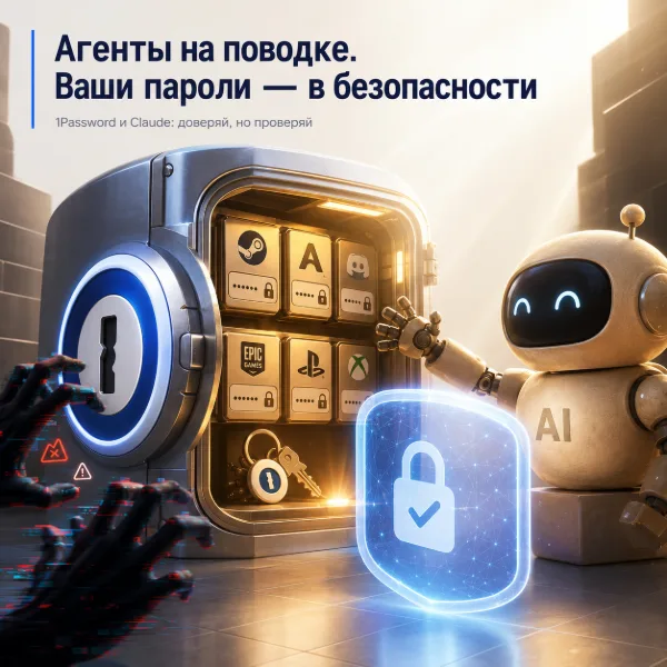 Обложка 1Password for Claude: как AI-агент входит на сайты без доступа к паролям