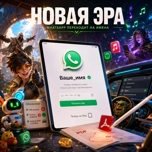 Обложка WhatsApp обновил iPad-версию: регистрация без привязки к телефону, PDF-редактор и музыка в статусе