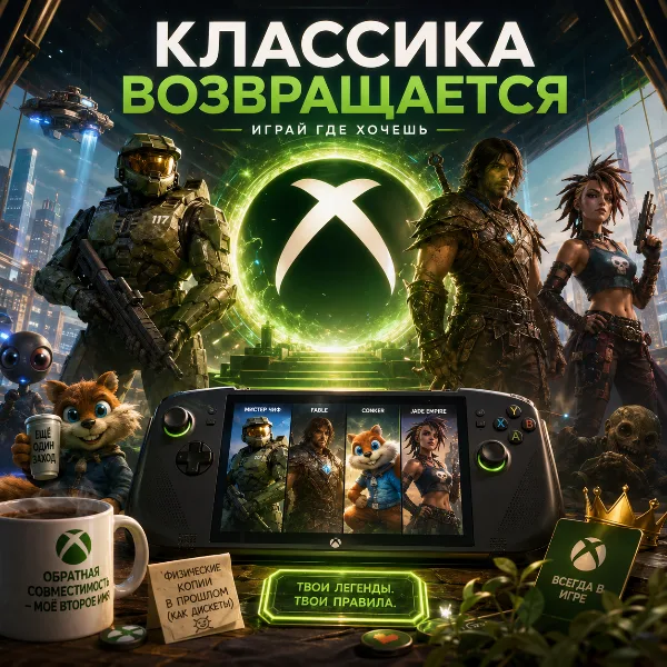 Обложка Xbox запустила обратную совместимость на ПК: четыре классические игры доступны на Windows и ROG Xbox Ally