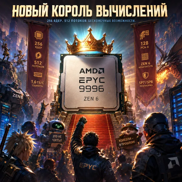 Обложка AMD представила 256-ядерный Epyc 9996 на Zen 6: обходит Nvidia Vera и Intel Xeon в первых тестах