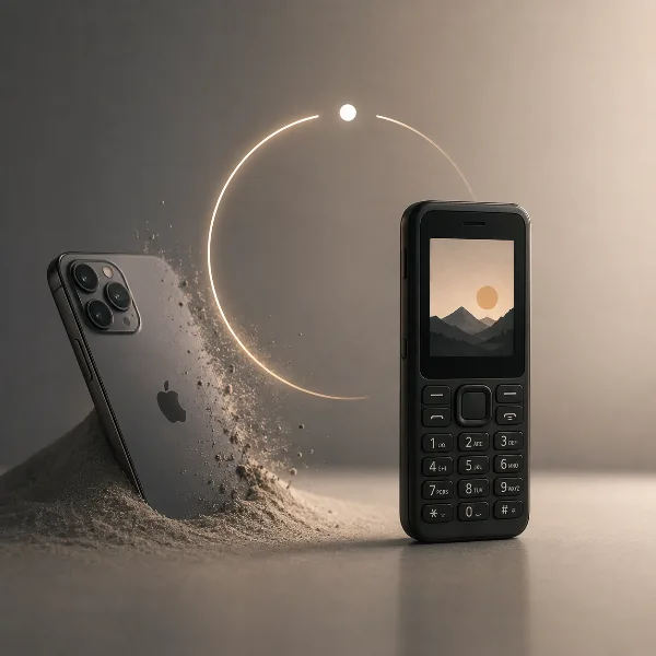 Обложка Месяц с кнопочным Dumb Phone от стартапа Dumb Co вместо смартфона iPhone