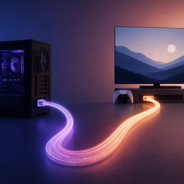 Обложка Вместо Steam Machine: 15-метровый оптический HDMI и Bazzite превратили ПК в консоль