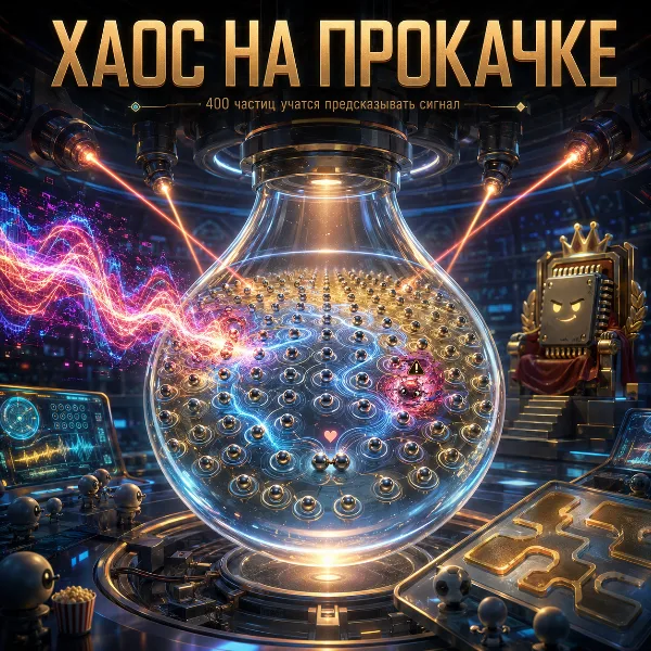 Обложка «Жидкий компьютер» из 400 частиц: коллоиды научили прогнозировать хаос, но они в 10 раз уступают мемристорам