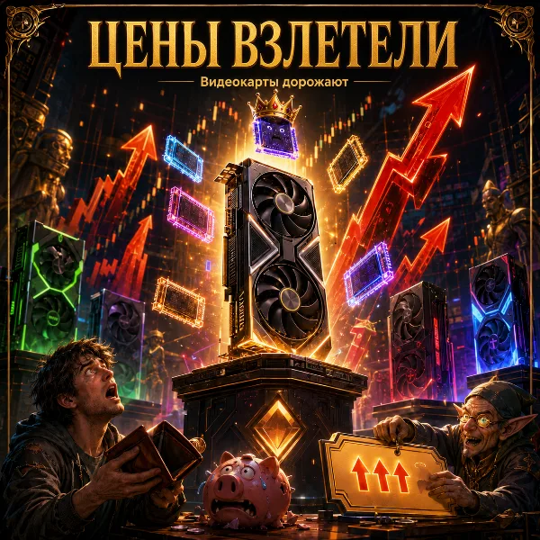 Обложка Видеокарты RTX 50 подорожали до 76% выше MSRP: причина — дефицит видеопамяти