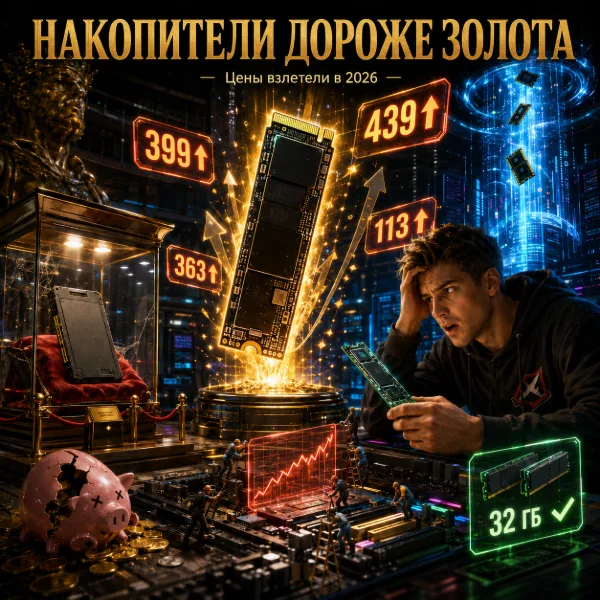 Обложка Цены на SSD в 2026 году выросли в 3–4 раза: почему дорожают накопители и что брать при сборке ПК