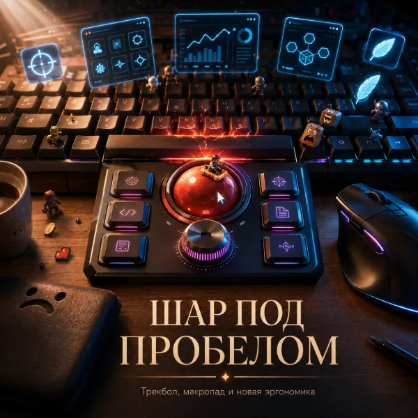 Обложка Keychron Nape Pro: беспроводной трекбол под пробелом клавиатуры с шестью программируемыми кнопками