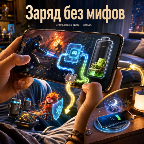 Обложка Можно ли пользоваться смартфоном во время зарядки: как работает обходная зарядка