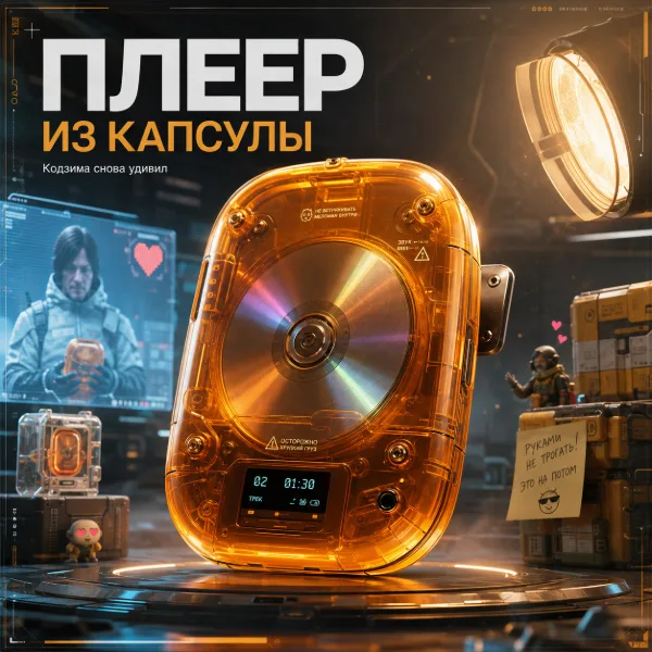 Обложка Кодзима выпустил лимитированный CD-плеер в стиле BB Pod из Death Stranding 2