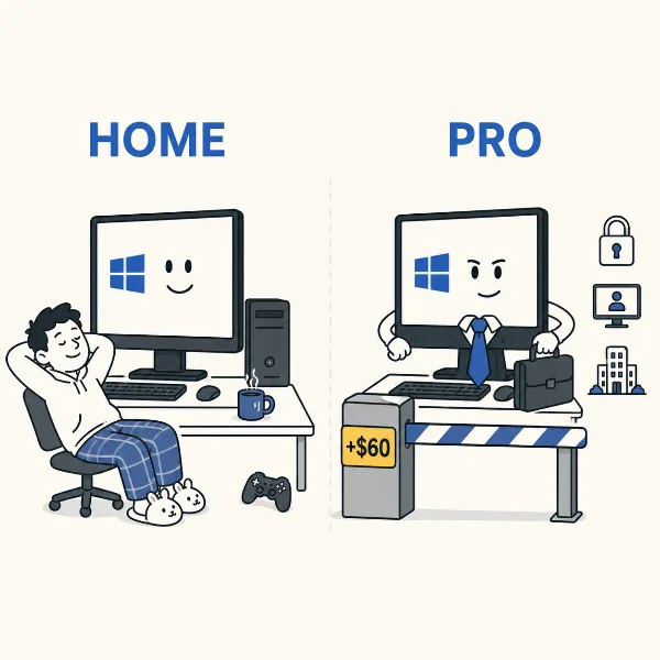 Обложка Windows 11 Home или Pro в 2026 году: стоит ли доплачивать $60