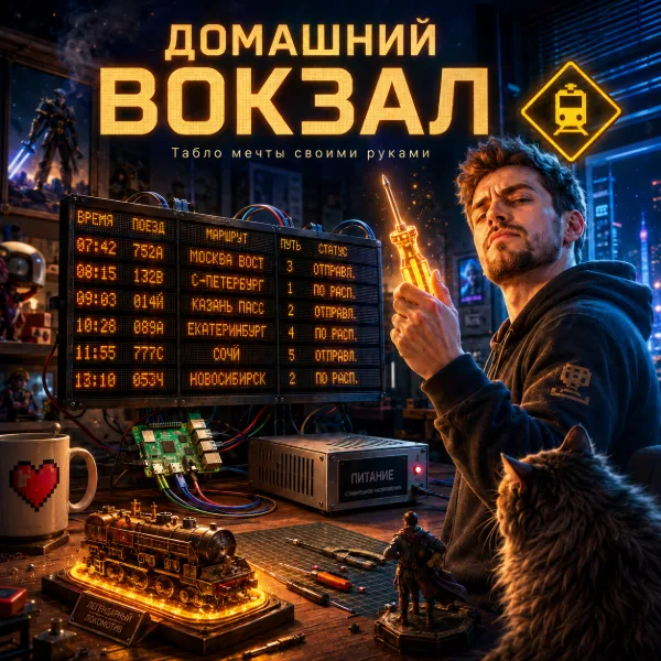 Обложка Как энтузиаст собрал домашнее табло отправления поездов на Raspberry Pi