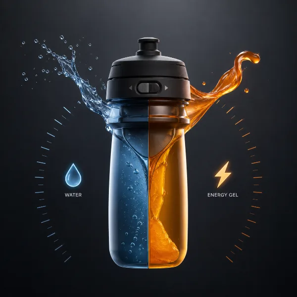 Обложка Dualfuel: спортивная фляга, которая переключается между водой и энергогелем