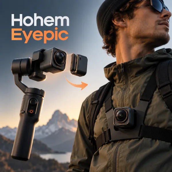 Обложка Hohem Eyepic: камера на стабилизаторе, которая снимается с подвеса и превращается в нагрудный экшн-кам
