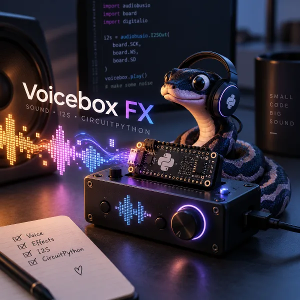 Обложка Voicebox FX: наглядный пример работы с цифровым звуком по I2S на CircuitPython