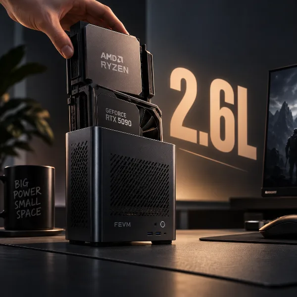 Обложка Мини-ПК FEVM FA80G: настольные процессоры AMD и мобильная RTX 5090 в корпусе на 2,6 литра