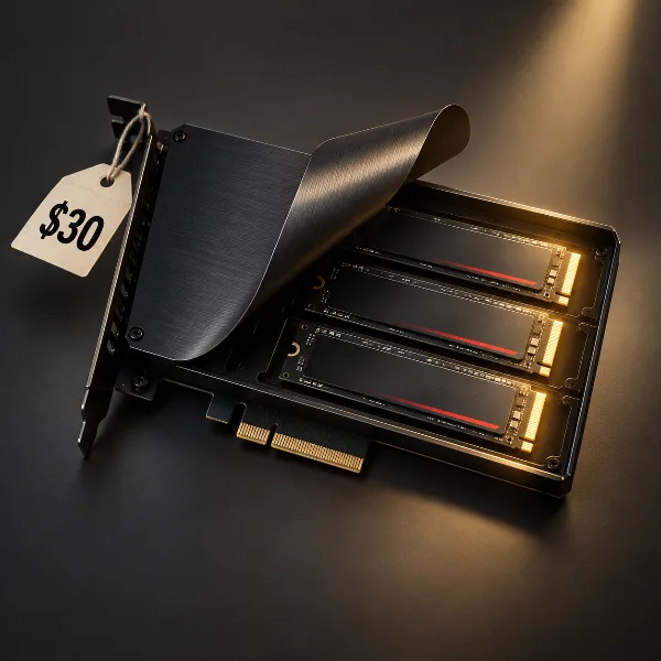 Обложка Три SSD Samsung 980 Pro на 2 ТБ нашлись в плате Asus за 30 долларов