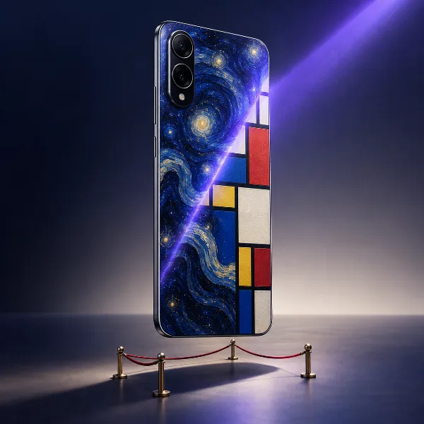 Обложка TECNO CAMON Slim 5G: спинка со «Звёздной ночью» и узором Мондриана под УФ