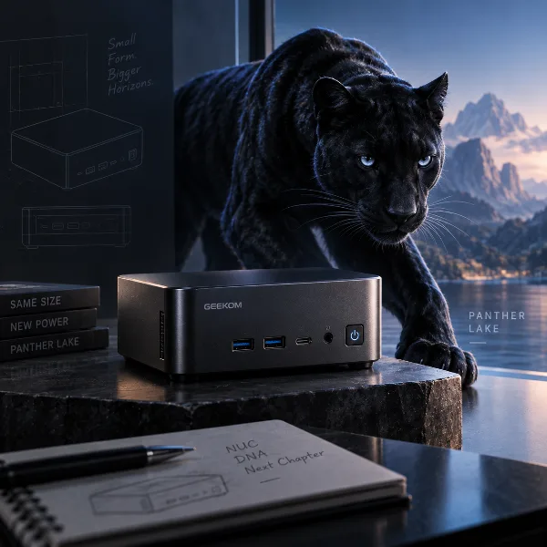 Обложка Geekom IT13 2026 Edition: привычный корпус NUC получил платформу Panther Lake