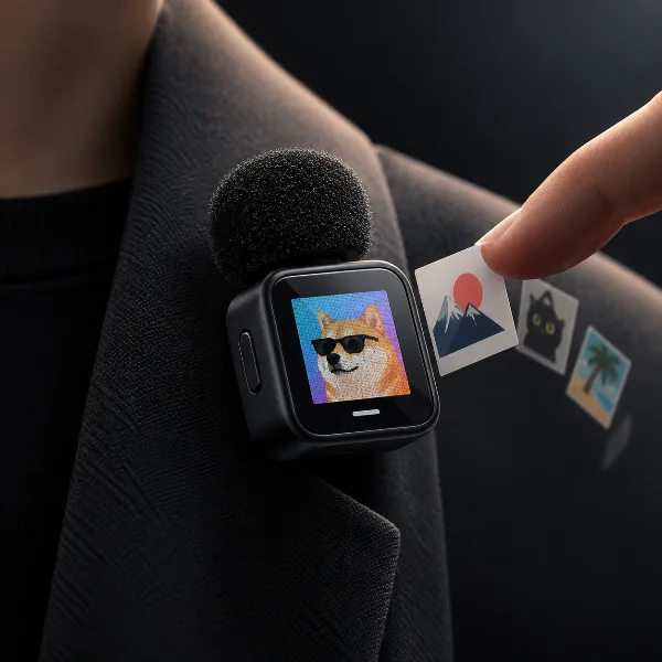 Обложка Петличный микрофон Insta360 Mic Pro получил цветной экран E Ink для логотипов и картинок