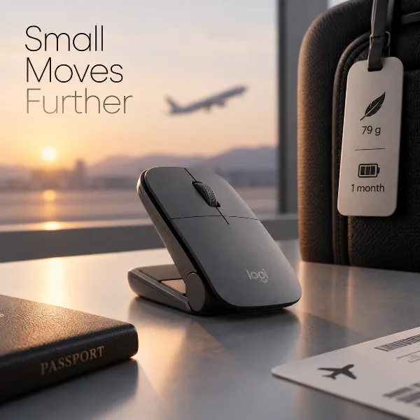 Обложка Logitech Mobi Fold — складная дорожная мышь весом 79 граммов с зарядом на месяц