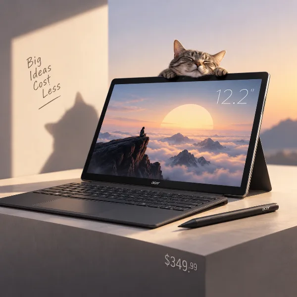 Обложка Acer Iconia Duo D12: планшет с экраном 12,2 дюйма, клавиатурой и стилусом за $349,99