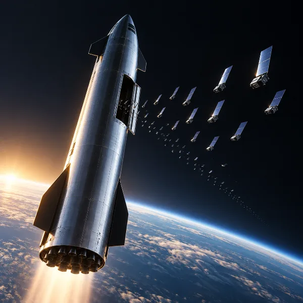 Обложка Starship впервые выйдет на орбиту и выведет 26 спутников Starlink V3 в 14-м полёте