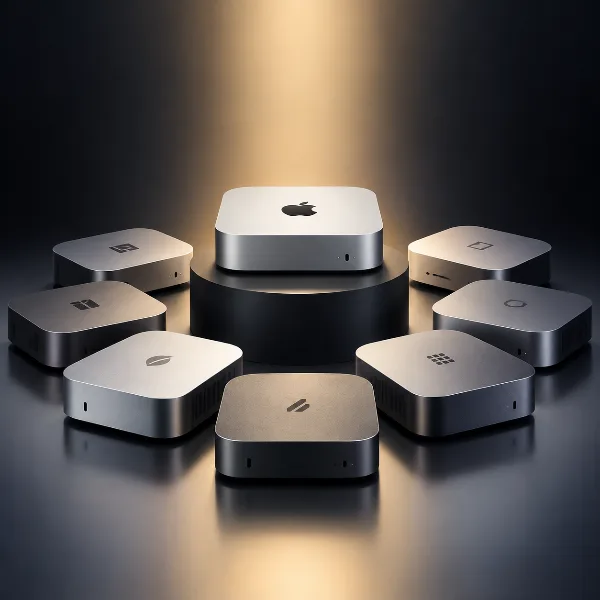 Обложка Клоны Mac mini: девять мини-ПК 2026 года, скопировавших форму компьютера Apple