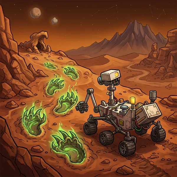 Обложка Марсоход Curiosity сфотографировал на Марсе странные ямки, похожие на следы