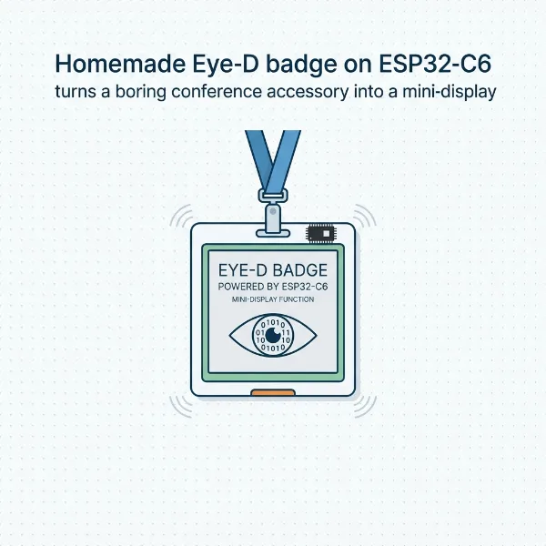 Обложка Самодельный бейдж Eye-D на ESP32-C6 превращает скучный конференц-аксессуар в мини-дисплей