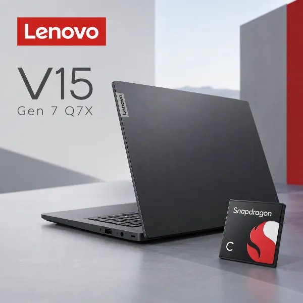 Обложка Lenovo готовит бюджетный ноутбук V15 Gen 7 Q7X на чипсете Qualcomm Snapdragon C
