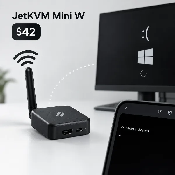 Обложка JetKVM Mini W за $42: беспроводной доступ к компьютеру, даже если Windows не грузится