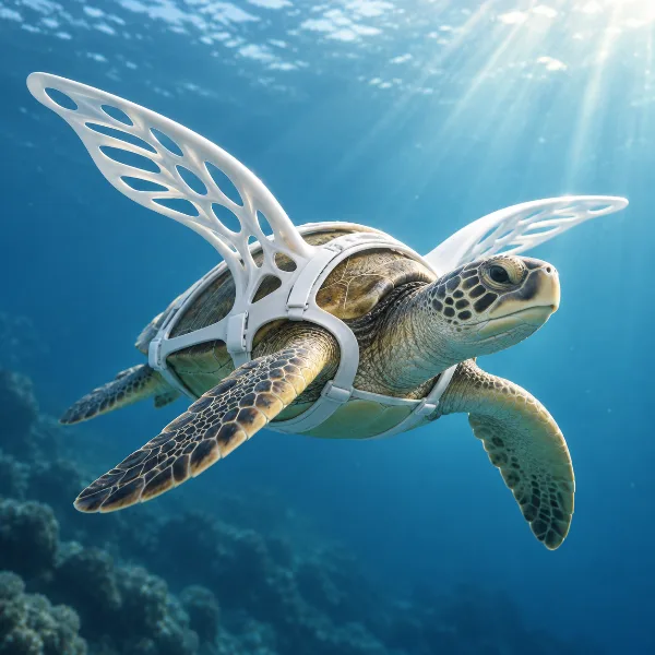 Обложка Морскую черепаху, сбитую катером, реабилитируют в 3D-печатной сбруе