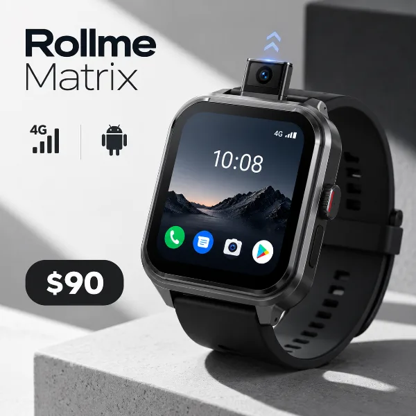 Обложка Rollme Matrix: недорогие 4G-часы на Android с выдвижной камерой за 90 долларов