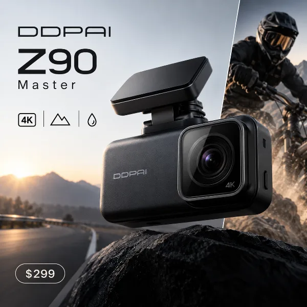 Обложка DDPAI Z90 Master: 4K-видеорегистратор за 299 долларов, который снимает как экшн-камера