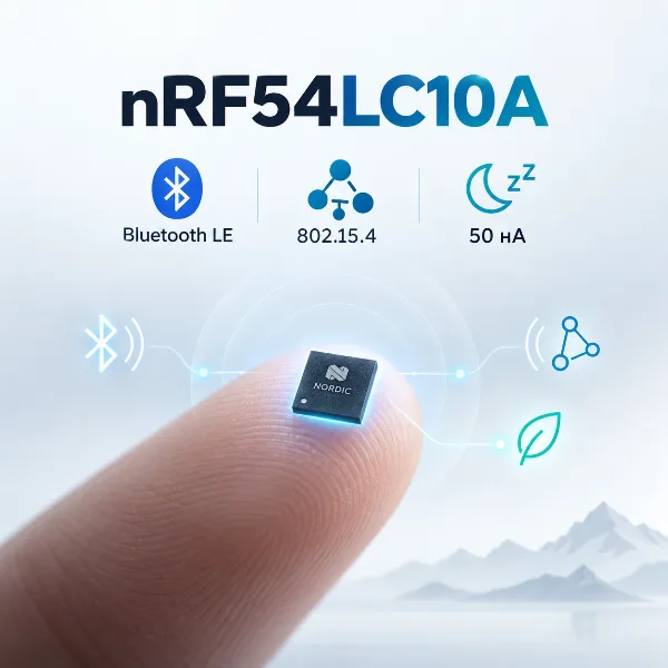 Обложка Nordic nRF54LC10A: крошечный SoC с Bluetooth LE, 802.15.4 и гибернацией на 50 нА