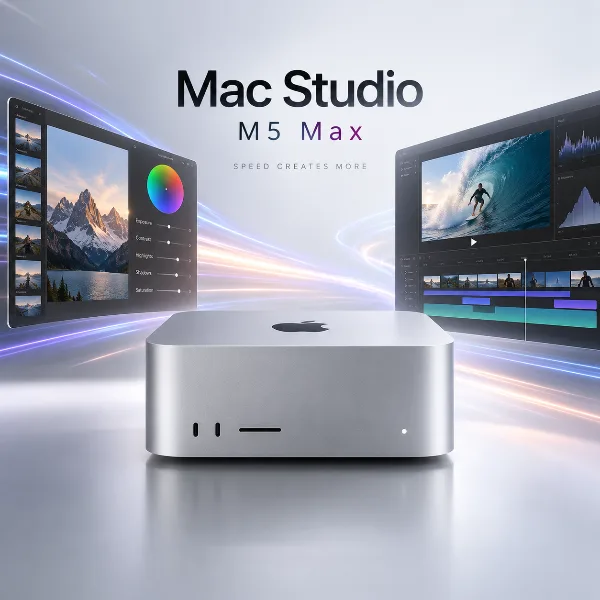 Обложка Обзор Mac Studio с чипом M5 Max: рекордная скорость в фото- и видеоредакторах