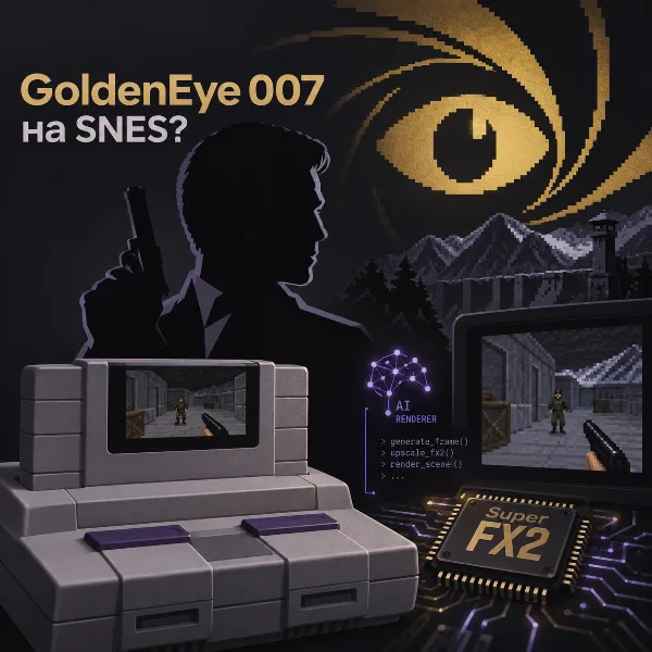 Обложка GoldenEye 007 якобы запустили на SNES: рендерер написал ИИ, а помог чип Super FX2