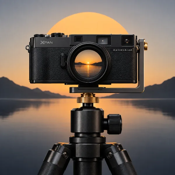 Обложка Кронштейн Mutiny наконец центрирует Hasselblad XPan на штативе: алюминий и латунь