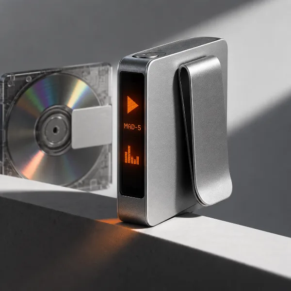 Обложка Плеер MAD-5: экран на торце в духе Sony MiniDisc и клипса от iPod Shuffle