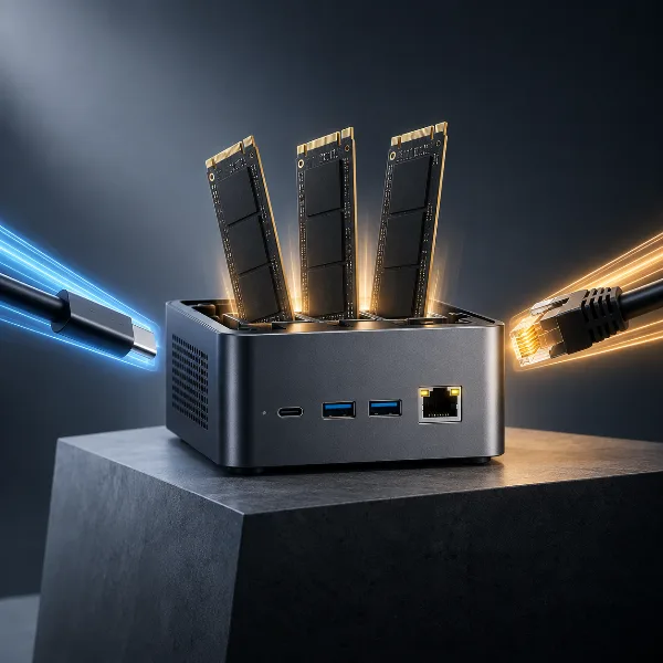 Обложка Обзор Minisforum M2 Pro: мини-ПК с тремя слотами M.2, USB4 и 10-гигабитным Ethernet