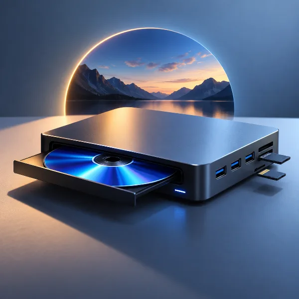 Обложка BluHub: пишущий привод Blu-ray, USB-хаб и картридер в одном корпусе