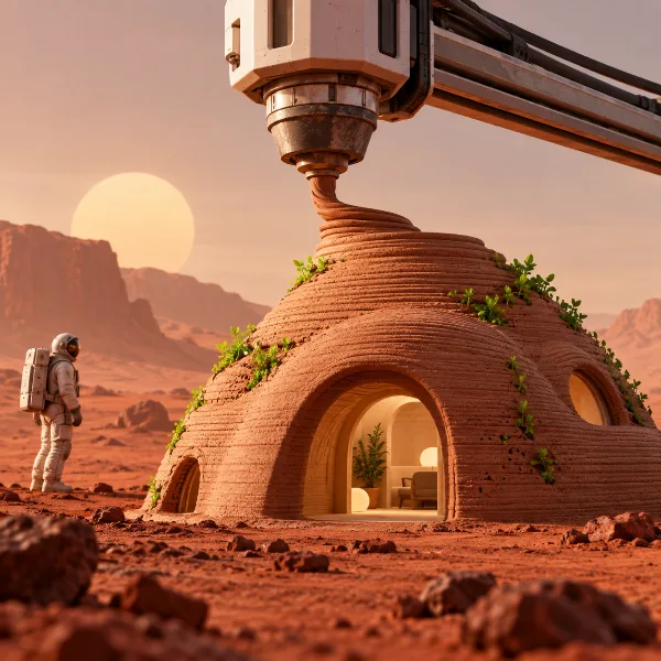 Обложка Дома из марсианской «глины»: учёные напечатали на 3D-принтере живой стройматериал для Марса